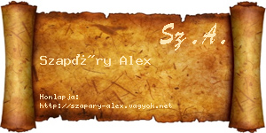 Szapáry Alex névjegykártya